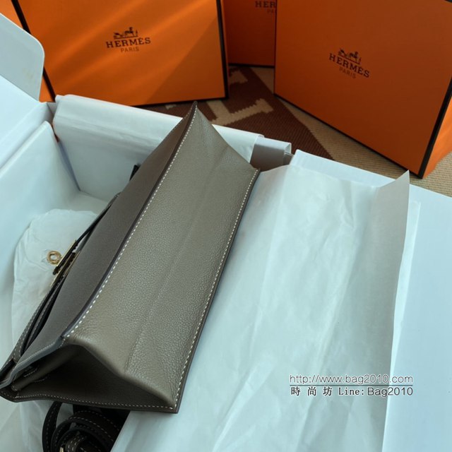Hermes女包 愛馬仕Kelly DanSe包 大象灰金銀扣 evercolor皮 進口密蠟線全手工 Hermes跳舞包  tdh2202
